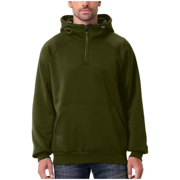 Yievot Hoodies for Men 1/4 Zip Pullover Sweatshirts Casaul Long Sleeve Drawstring Hooded Sweatshirt with Pocket