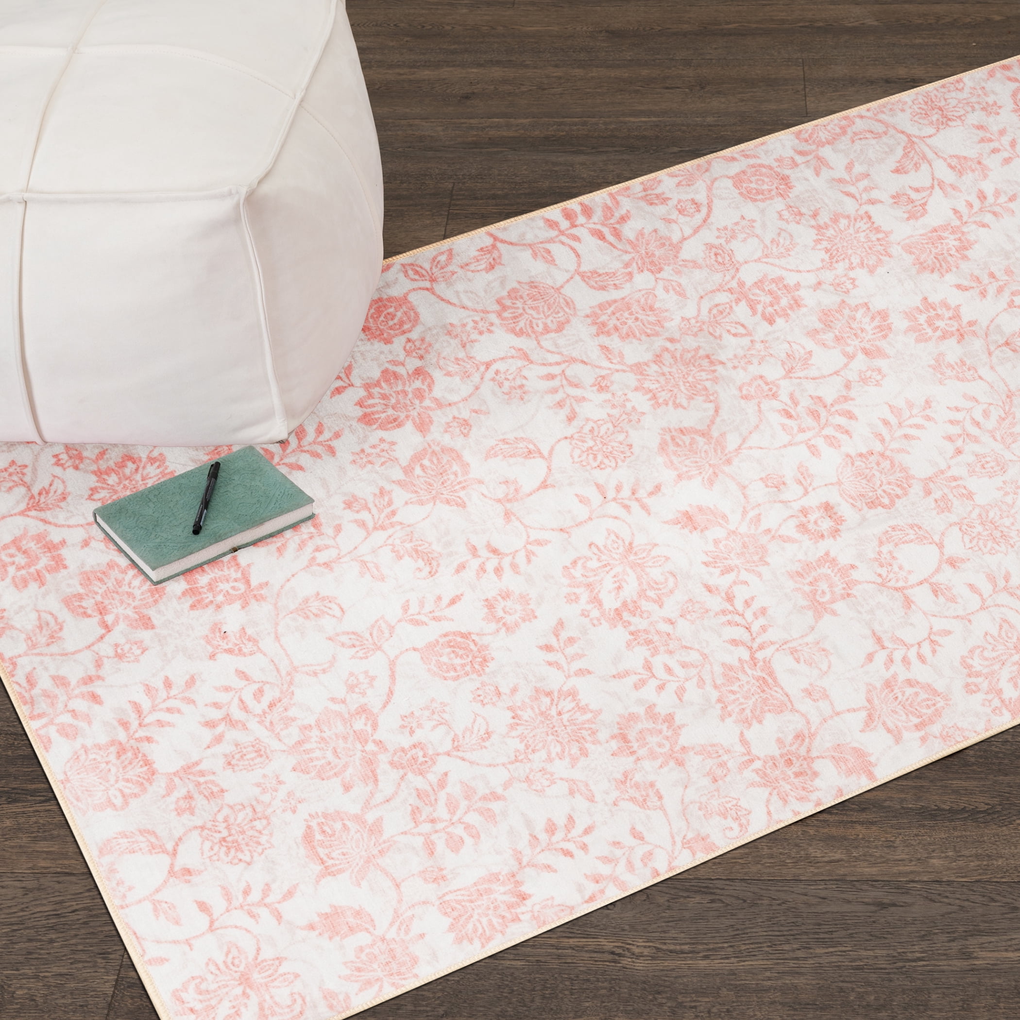 Mainstays Pink Floral Faux Fur Indoor Accent Rug, 36"x56"