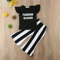 thumbnail image 5 of Douhoow 1-6Y Toddler Girl Sleeveless Letter Print Tops Stripe Bell Bottom Pants Kids 2Pcs Clothes, 5 of 8