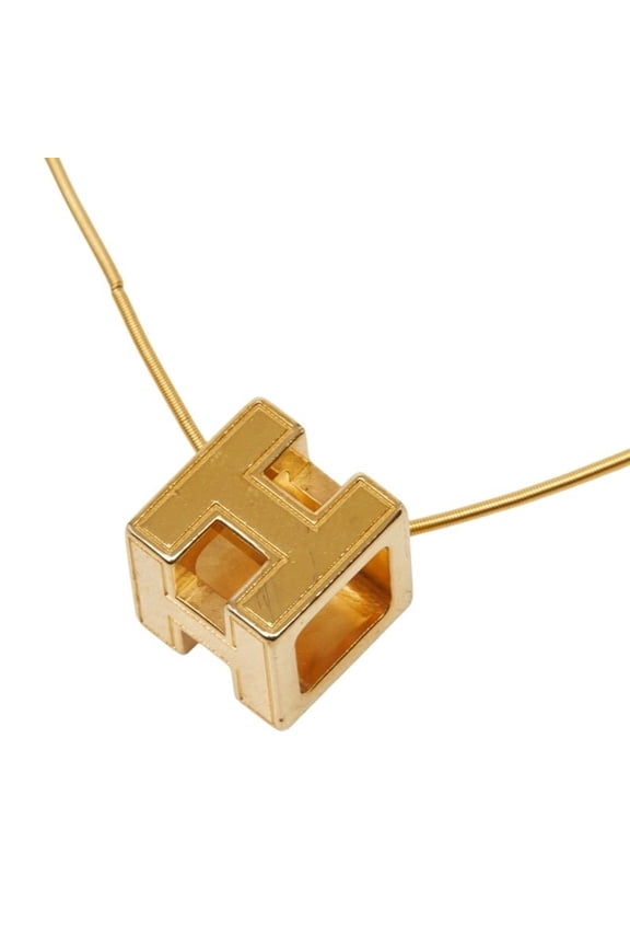 Pre-Owned Hermes Cage d'H H-Cube Necklace, Gold Plated, Women's