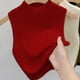thumbnail image 1 of Camisola de punto para mujer TQEHS Camiseta adelgazante cuello alto medio sin mangas E3Y0, 1 of 6