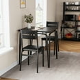 thumbnail image 6 of IdealHouse Dining Table Set for 2, Kitchen Table and Chairs, Square Dining Room Table Set with 2 Upholstered Chairs, 3 Piece Kitchen Table Set for Small Space, Apartment, Black, 6 of 13