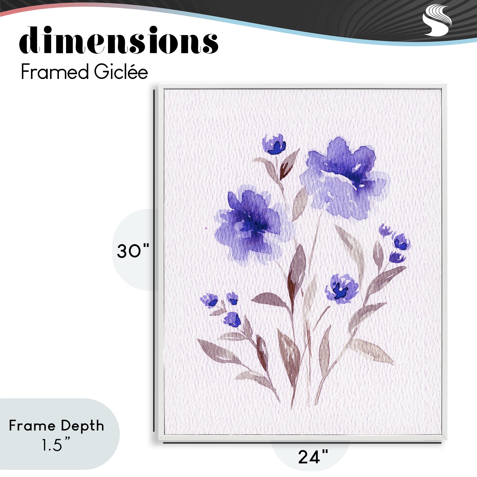 Stupell Industries Blooming Purple Flowers White Framed Giclee Art, design by Leah Noel Art