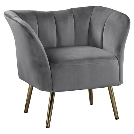 ACME Reese Flared Arm Tufted Accent Chair in Grey and Gold