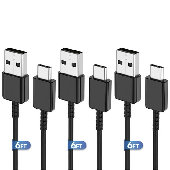 Afflux (3 Pack) USB-A to USB-C Fast Charger Type C Charging Cord Cable Compatible with iPhone 17 / 16 / 15 Pro Max Plus Air, Samsung Galaxy S25 S24 S23 S22 Ultra, iPad Pro, Universal (6ft, Black)