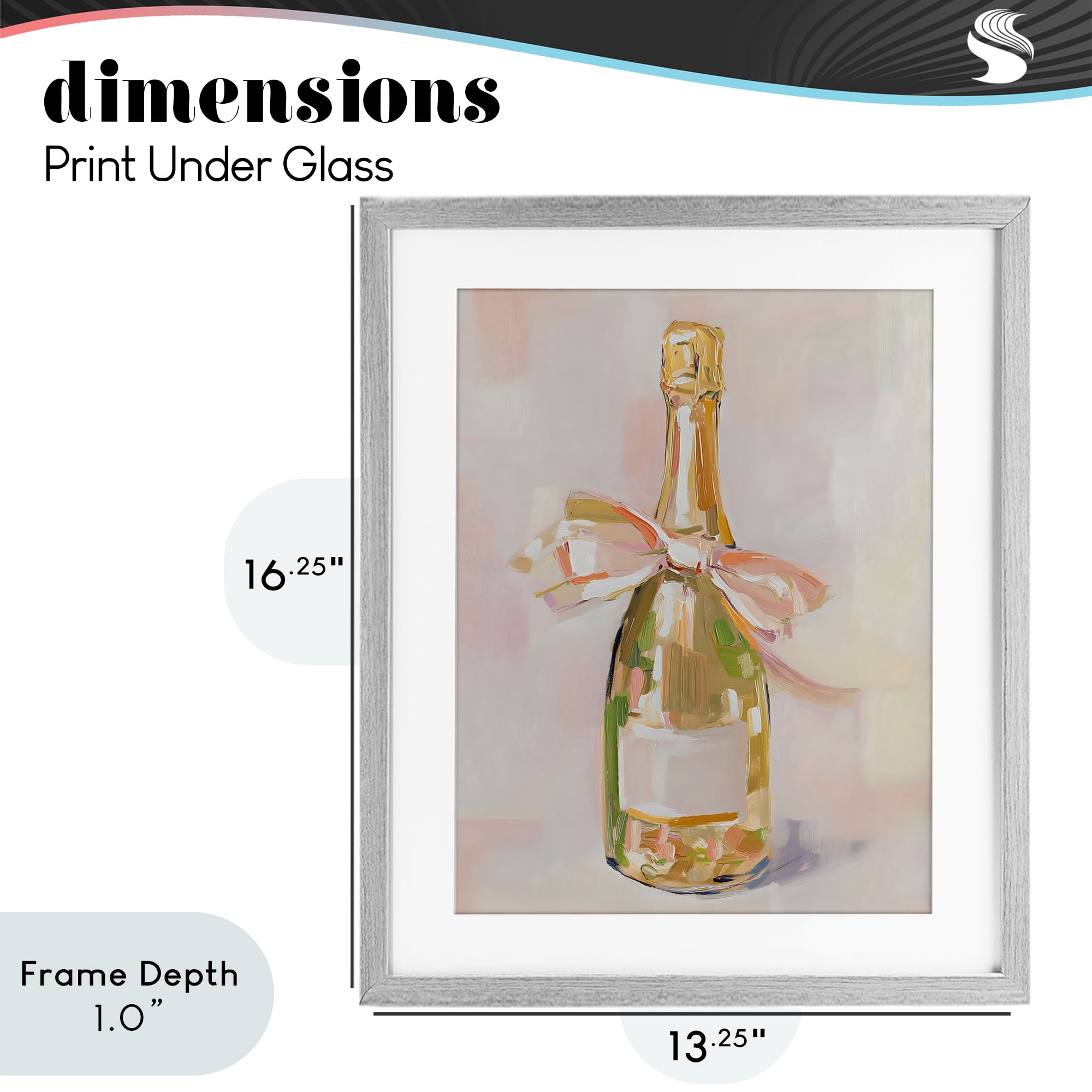 Stupell Industries Pink Champagne Celebration Gray Framed Print Under Glass, design by The Prints Vibe