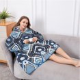 thumbnail image 5 of Oversized Wearable Blanket Hoodie,Blue Geometric Pattern Sherpa Blanket Hoodie with Super Pockets,Super Warm Fuzzy Pullover for Women & Men, 5 of 6