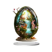 Easter Bunny Christmas Ornament,Rabbit Statue Figurine Indoor Outdoor Acrylic Panel Desk Centerpiece for Xmas Party Festival