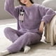 thumbnail image 5 of Conjuntos de Pijamas de felpa para Mujer, ropa de dormir con estampado de dibujos animados de vellón grueso, ropa de casa de terciopelo Kawaii Girsl, Otoño e Invierno, 5 of 5