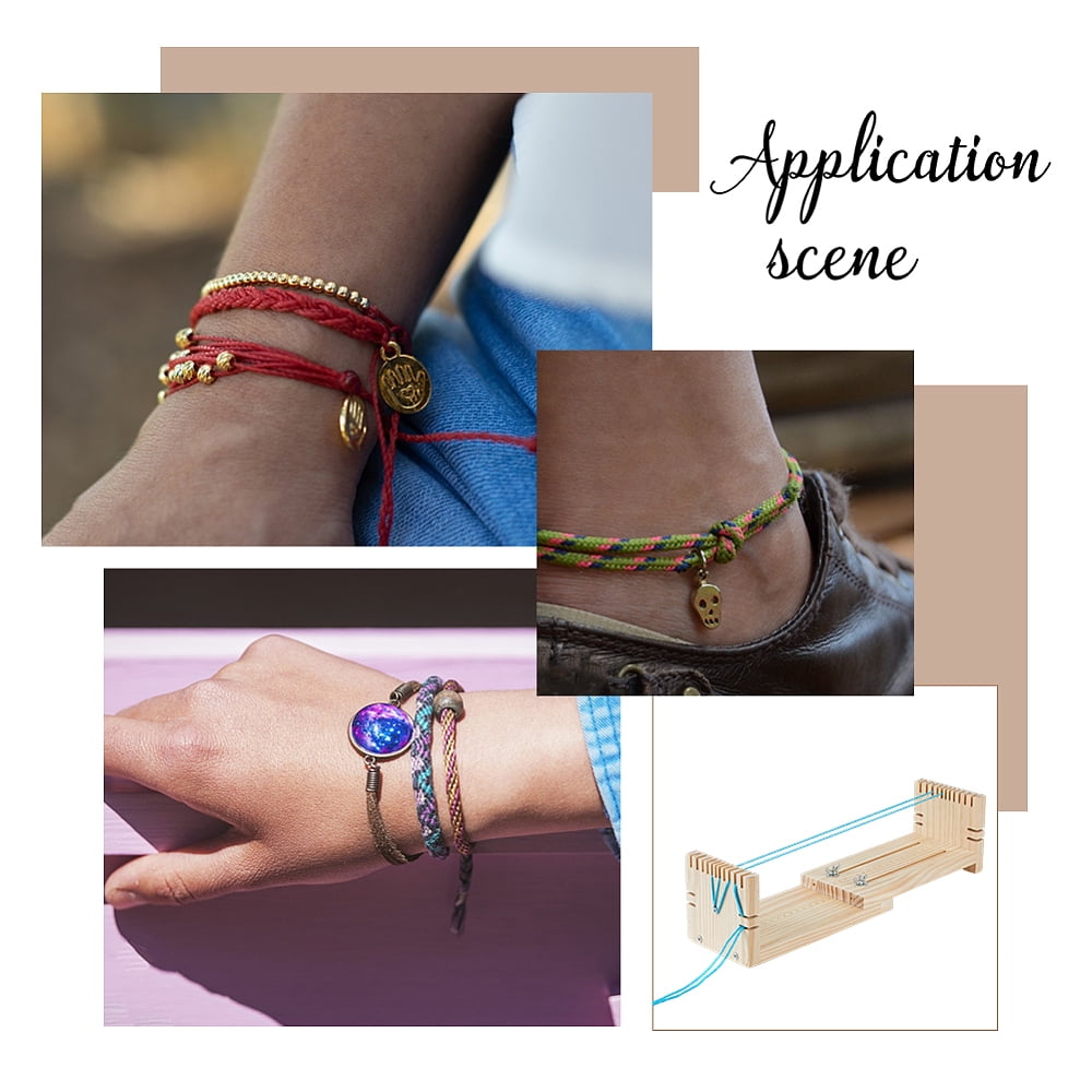 1pc Wood Adjustable Bracelet Jig Wood Braiding Jig Adjustable Parachute Cord Jig DIY Hand Knitting Wristband Jig Wood Bracelet Maker for Bracelets Necklaces Accessories