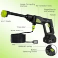 thumbnail image 2 of Cordless Pressure Washer Portable Electric Power Washer High Pressure Water Sprayer 435PSI Car Washer Cleaner with 6-in-1 Nozzle Foam Bottle Filter 15000mAh 21V Battery and Charger, 2 of 9