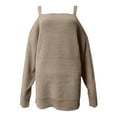 thumbnail image 5 of Arlun Womens Long Sleeve Cold Shoulder Sweaters Fall Winter Outfits 2026 Cable Knit Trendy Loose Comfortable Solid Color Pullover Oversized Drop Shoulder Plus Size Tunic Tops Khaki XXXL, 5 of 5