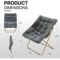 thumbnail image 3 of CRXX Saucer Chair for Adult, Square Comfy Cozy Chair Folding Chair Faux Fur Metal Frame Foldable Reading Chair Accent Chair for Bed Room Living Room, Grey, 3 of 17