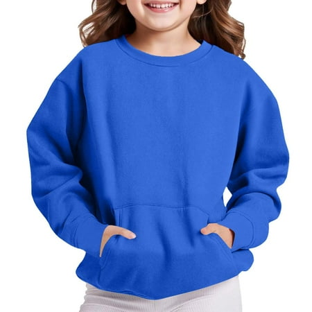 Bxsruta Pullover for Kids Kids Clothes Long Sleeve Crewneck Sweatshirt Pullover Top with Pocket