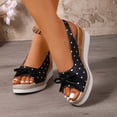 thumbnail image 2 of Fiaer Wedge Sandals for Women Platform Polka Dot High Wedge Shoes Bow Cute Summer Footwear Resort Retro Sling Back Peep Toe Dressy Woven Sandals Black 7.5, 2 of 9