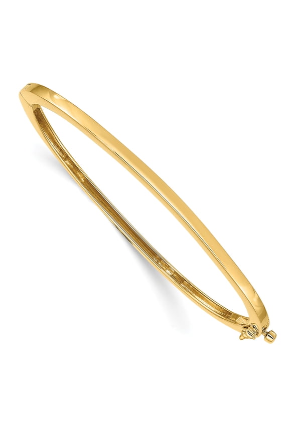 14k 2.5mm Polished Solid Hinged Bangle Bracelet in 14k Yellow Gold