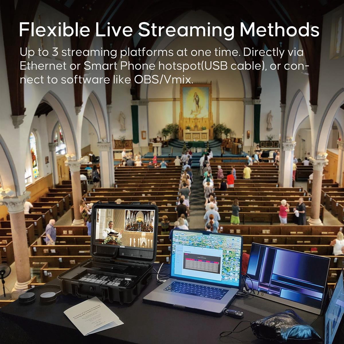 Osee GoStream Duet All-In-One Live Stream Video Mixer Switcher Kit with 14" Monitor and Case
