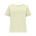 thumbnail image 6 of Perfectbot Women's Short Sleeve Tops - Crew Neck Dressy Casual Loose Fit Tee with Button Decor, 6 of 8