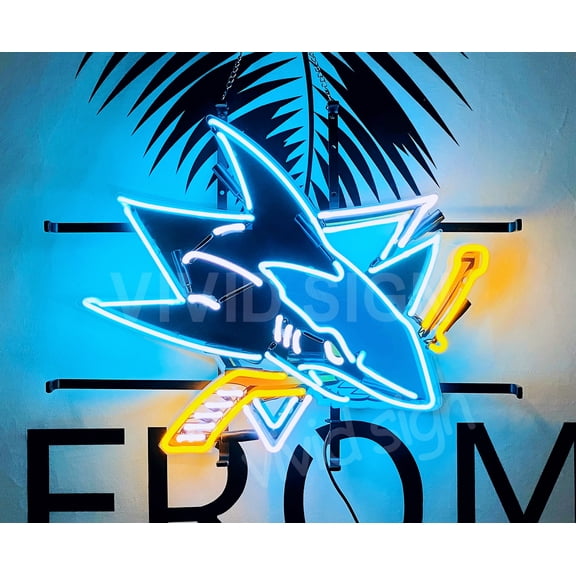Queen Sense 20"x16" For San Joses Sports Team Sharks Neon Sign HD Vivid Printing Handmade Artwork Neon Light 120SJSLV4VVD