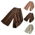 thumbnail image 4 of CPNG Girls Casual Sweatpants Spring Autumn Corduroy Straight Wide Leg Loose Pants Solid Color Elastic High Waist Trousers(Coffee,18-24 Months), 4 of 4