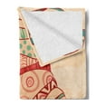 thumbnail image 2 of African Soft Flannel Fleece Throw Blanket, Local Female Portrait with Necklace Earring and Turban Ornaments, Cozy Plush for Indoor and Outdoor Use, 50" x 70", Peach Red Teal, by Ambesonne, 2 of 5