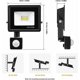 thumbnail image 5 of 2 x 10W Luz de seguridad con sensor de movimiento PIR, Luz de inundación LED inteligente, 800 lúmenes 6500K Luces exteriores blancas frías, Foco LED exterior impermeable IP66, 5 of 5