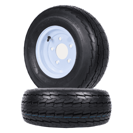 2-Pack WOLF PACK Tires Rims 20.5x8.0-10 205/65-10 on 10x6 5 Lug on 4.5" White Wheel 10Ply