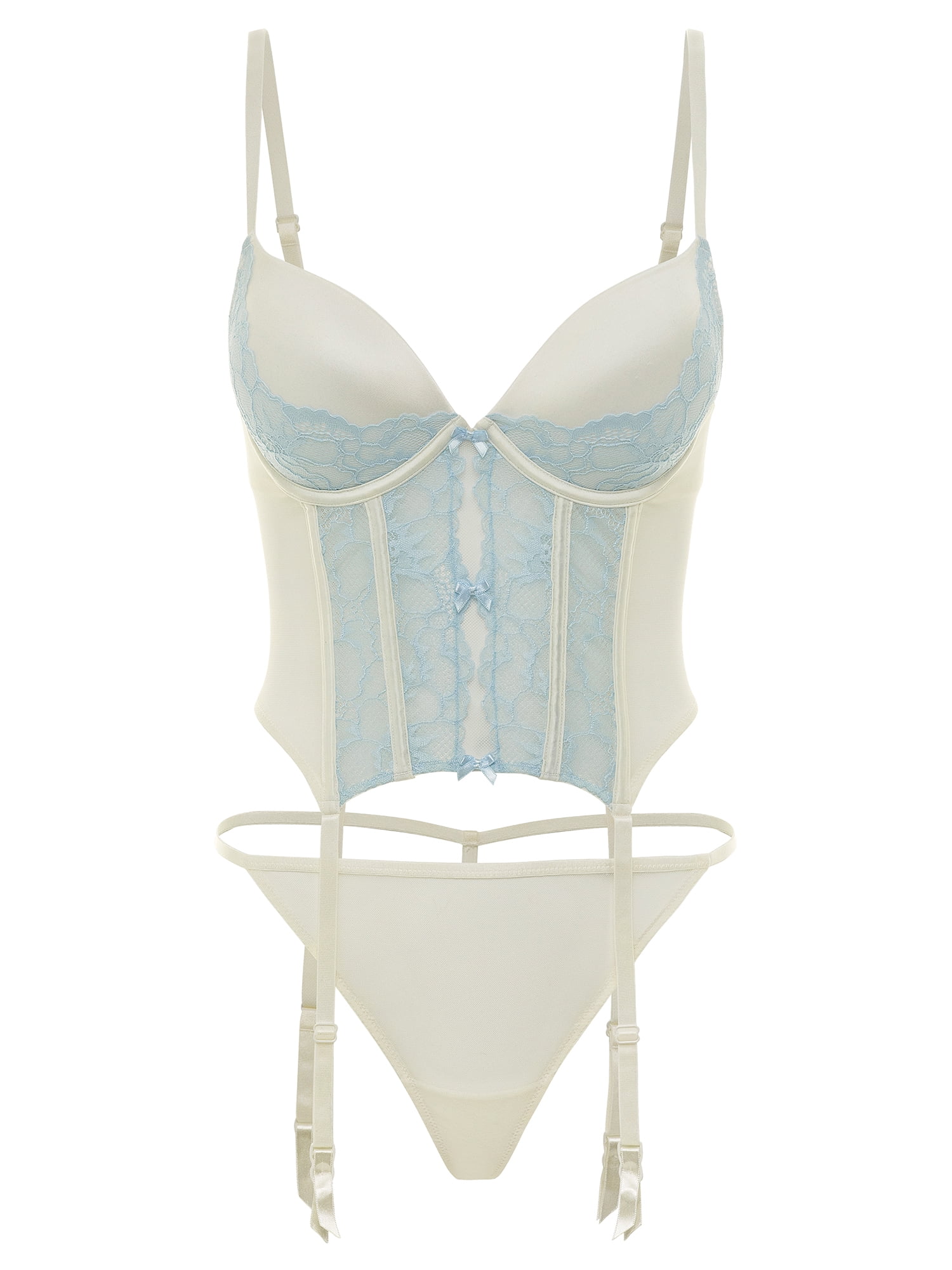 Adored by Adore Me Women's Reina Push Up Corset and G-String Thong Set, Sizes S-3X