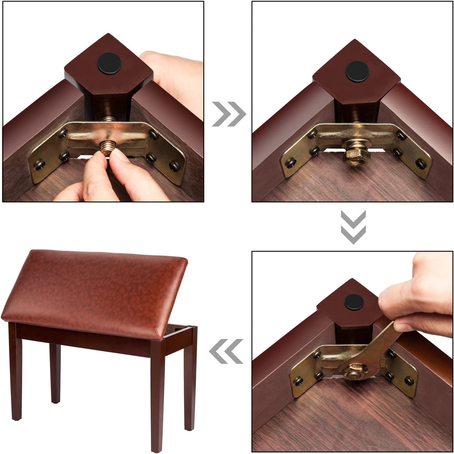 MorandiMal Duet Piano Bench with Storage Compartment and Thick Cushion Hinged top Artist Duet Seat