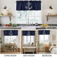 thumbnail image 5 of 2 Pack Coastal Valance for Window Illustration Anchor Rope Dark Blue Kitchen Valance Rod Pocket Short Curtain Topper Decorative Window Treatment for Living Room Bedroom 42"x12", 5 of 8
