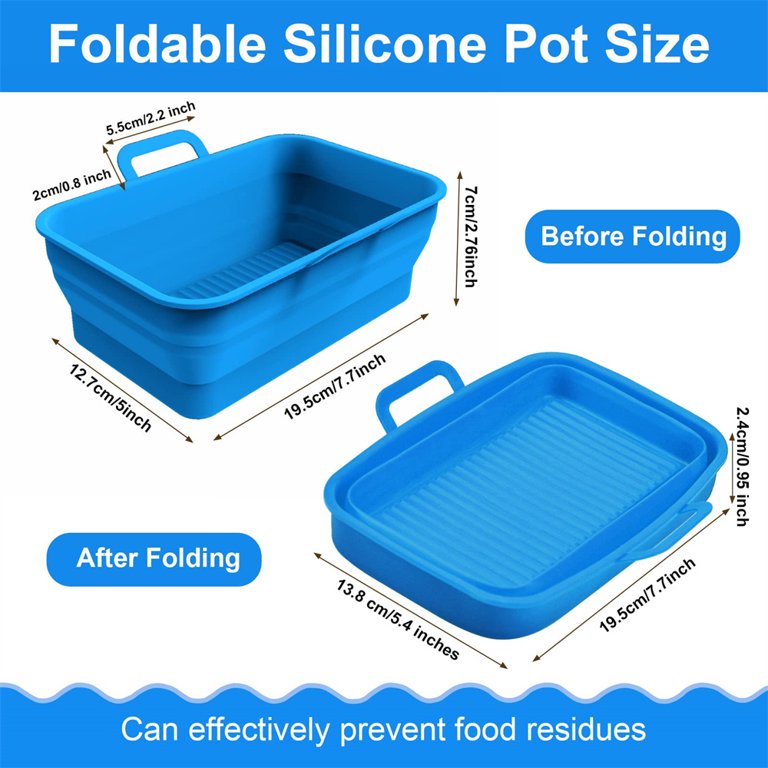 Collapsible Silicone Pot for Dual Air Fryer, Foldable Silicone Double Air  Fryer Liners Basket, Air Fryer Rack Accessories 