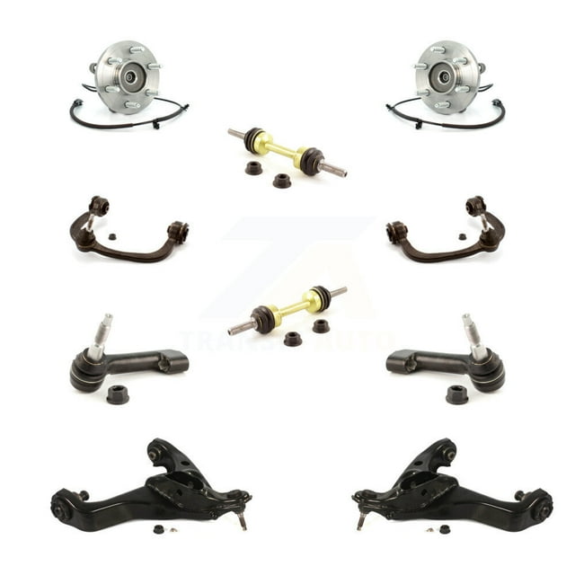 Transit Auto Front Bearing Lower Upper Control Arm with Ball Joint Outer Tie Rod Sway Bar Stabilizer Link Kit (10Pc) for Car 2011-2013 Ford Expedition Lincoln Navigator 4WD Left Right Side K7T-111114