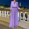 thumbnail image 2 of RYDCOT Sequin Jumpsuits for Women Dressy formal Long Sleeve V- Sleeve Pantsuits Evening Party Outfits Wide Leg Pants High Waisted Trouser Suit Flash&nbsp;Deals, 2 of 5