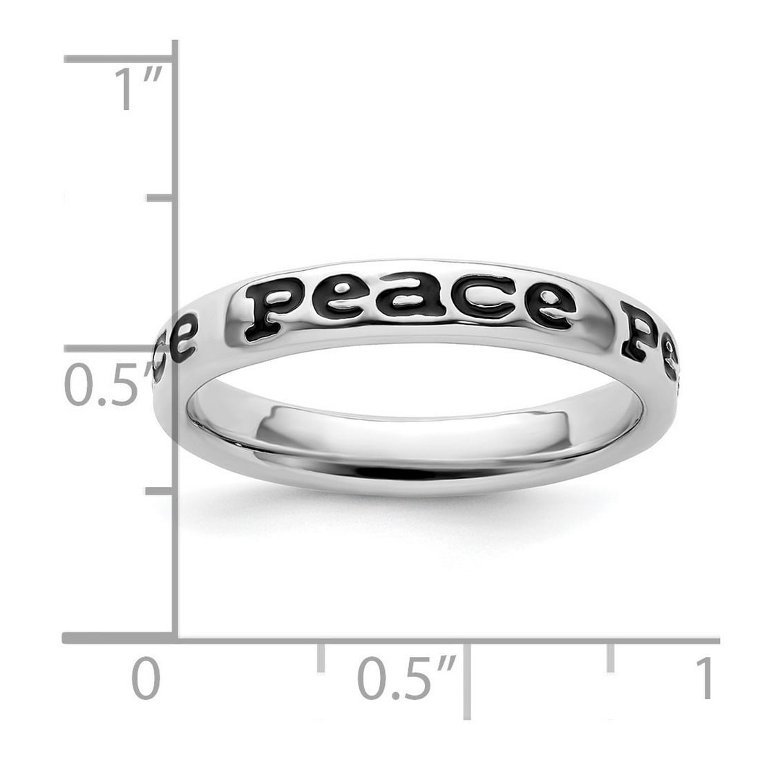 925 Sterling Silver Patterned Stackable Polished Enameled Peace Ring Size 8 Stackable Ring for Women