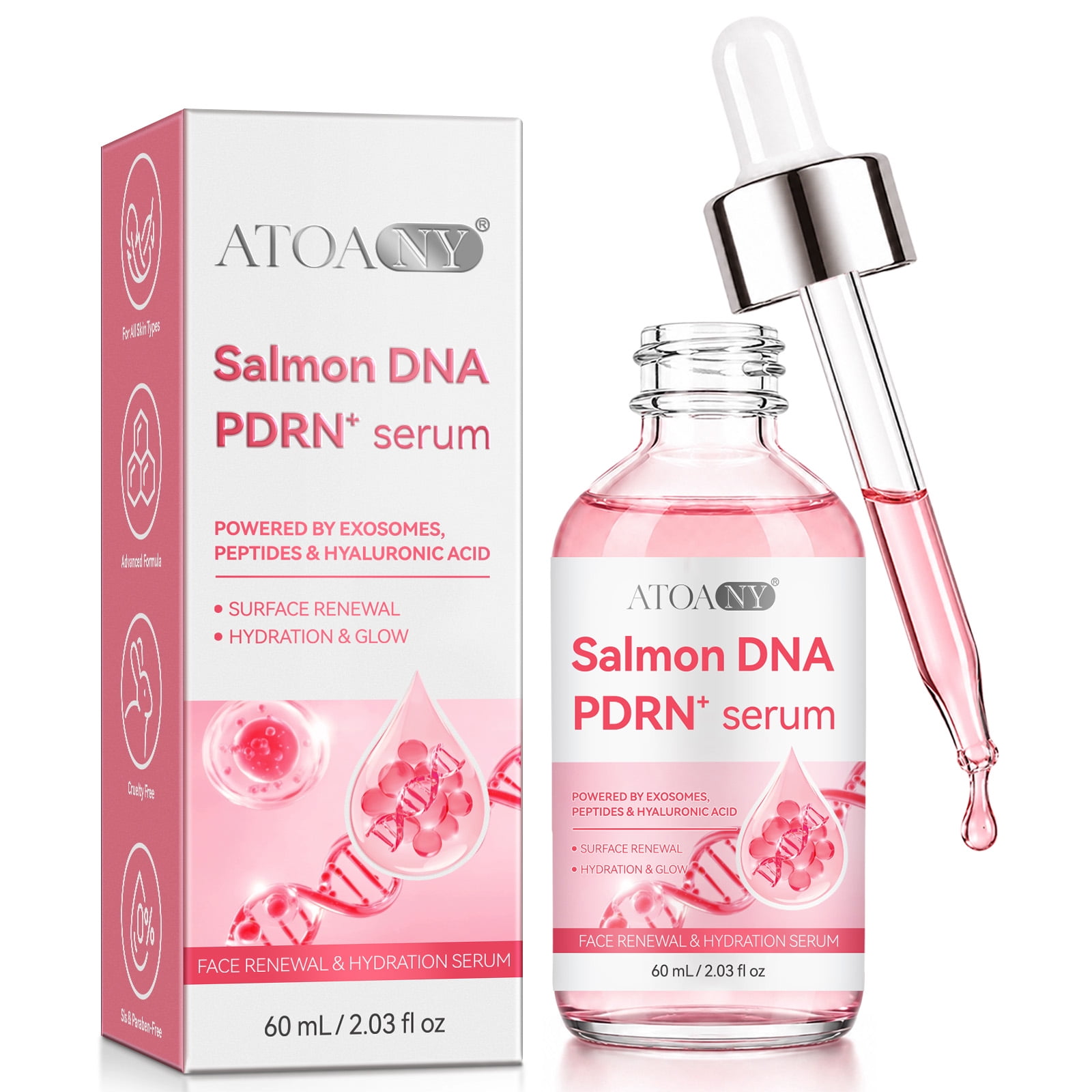 Salmon DNA PDRN Serum with Peptide & Hyaluronic Acid, Firming, Hydration & Glow, 2.03 fl oz