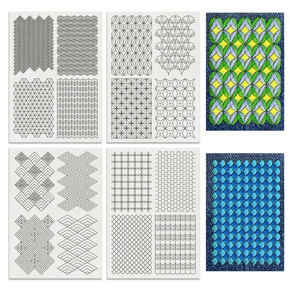 1set 4 Sheets 11.6x8.2 Inch Stick and Stitch Fabrics Water Soluble Embroidery Stabilizers Mixed Shapes 297x210mmm Cloth