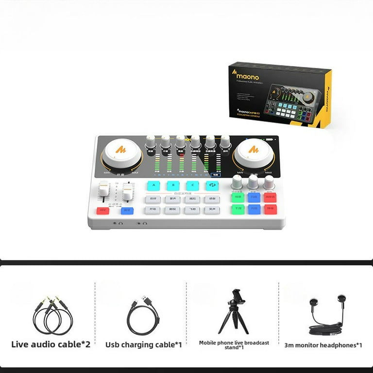 Maono AME2 Audio Interface Sound Card DJ Mixer All in One Portable