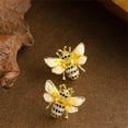 thumbnail image 3 of Dainty Honeybee Stud Earrings Sterling Silver Post Studs Cubic Zriconia Rhinestone Bee Insects Animal Cartilage Earrings for Women, 3 of 6