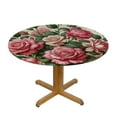 thumbnail image 3 of Nawypu  Round Tablecloth,Pink Rose on Old Grunge Indoor &amp; Outdoor Table Cover for Christmas, Thanksgiving, Event, 3 of 7