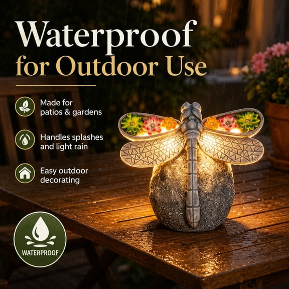 Solar Garden Statue Dragonfly,Resin Dragonfly Light Statues for Outdoor,Dragonflies Figurine with Solar Light for Patio,Balcony,Yard,Lawn Ornament