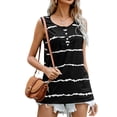 thumbnail image 3 of Xuanfei Women Striped Colorblock Crew Neck Button Up Sleeveless Tank Top, 3 of 7