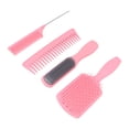thumbnail image 3 of Juego de cepillos y peines para el cabello BuyWeek Cepillo de pelo con paleta 4 piezas ABS TPE Nylon Fibra de carbono, 3 of 14