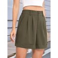 thumbnail image 6 of Womens Casual Elastic Waist Wide Leg Suit Tailored Shorts Summer Work Shorts with Pockets Green M, 6 of 9