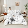 thumbnail image 4 of jejeloiu Gray Flower Floral Queen Comforter Set,Modern Aesthetic Art Bedding Sets,Rustic Plant Bedding Comforter Set For Men Women,Breathable Home Decor Reversible,3 Pieces, 4 of 8