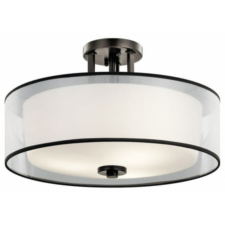 

3 Light Semi-Flush Mount 11.75 inches Tall By 18 inches Wide-Mission Bronze Finish Bailey Street Home 147-Bel-2268737