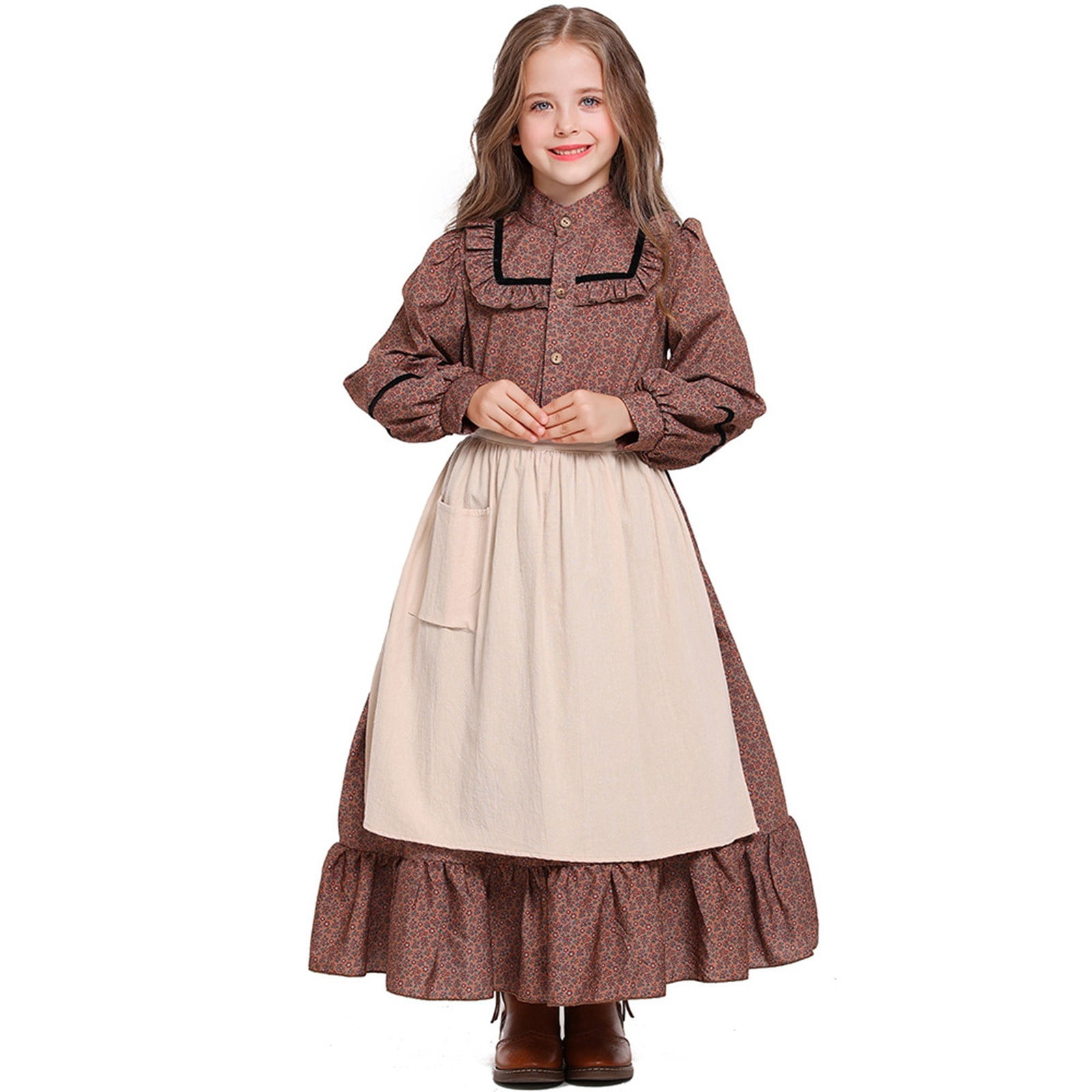 LNMQLPDBS Princess Dress Up for Girls 7-8 Black Halloween Dress White Vintage Dress Princess Girl Long Sleeve Dress Cute Girl Clothes Girls 12-18
