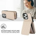 thumbnail image 5 of For Apple iPhone 15 Pro Max Argyle Pattern PU Leather RFID Blocking Protective Purse Wallet Case Magnetic Flip Cover Multi-Card Slots Pocket With Detachable Shoulder Strap,White,For iPhone 15 Pro Max, 5 of 7
