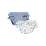 Little Star Organic Toddler Girl 2Pk Bloomer Shorts, Forever Blue, Size 12M