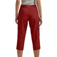 thumbnail image 4 of JGGSPWM Cargo Capri Pants for Women High Waisted Relaxed Fit Elastic Waist Casual Capris Trousers Solid Color Cropped Pants Red XXL, 4 of 6