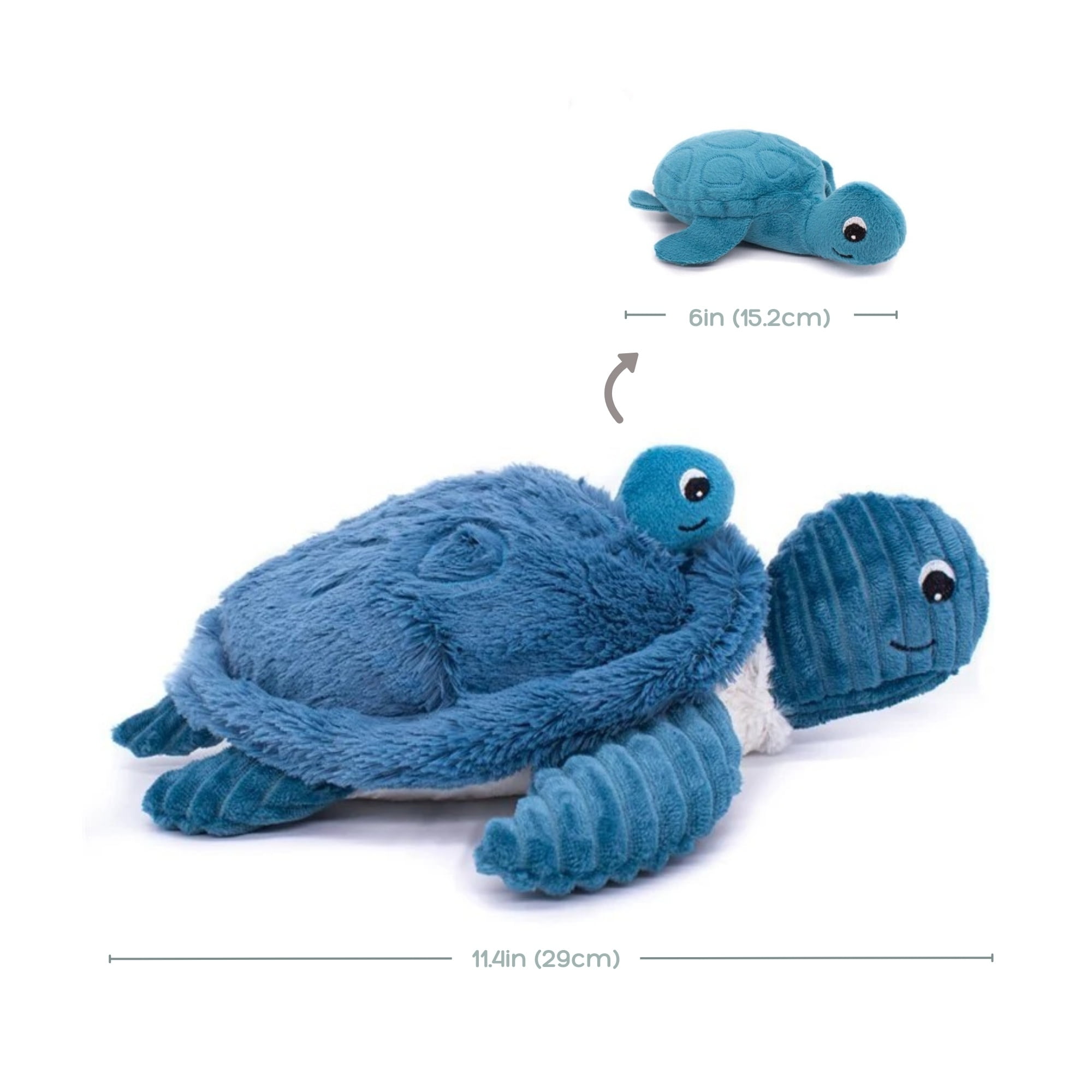 Les Ptipotos Sea Turtle Mom & Baby Plush Stuffed Animal Set & Eco-Friendly Toy in Blue